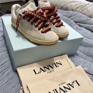 Lanvin Cream Sneakers with Colorful Laces